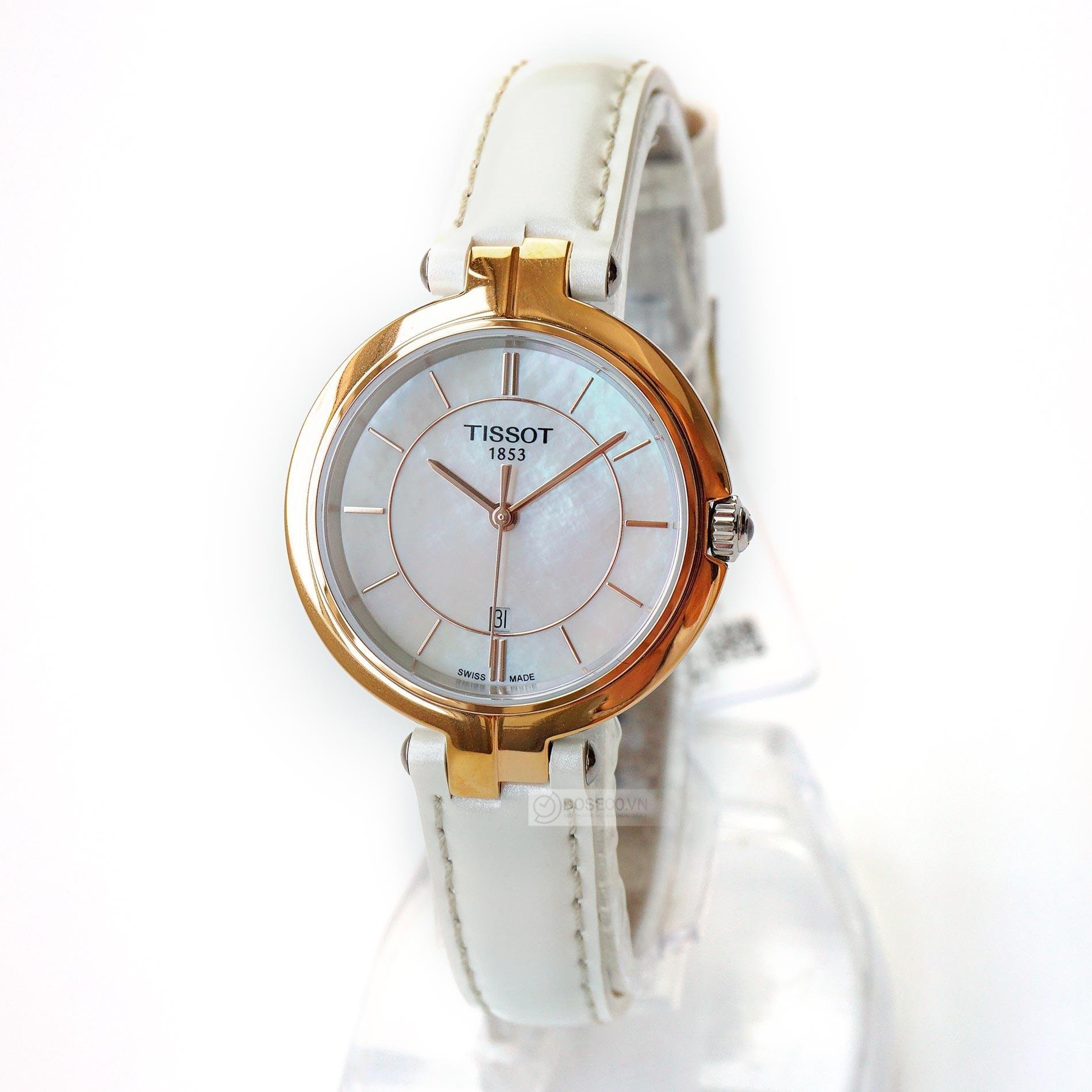 Tissot Flamingo T094.210.26.111.01 - Nữ - Quartz (Pin) - Chống nước 5 ATM - Mặt số 30mm 7 Review đồng hồ Tissot T094.210.26.111.01 thời trang dây da - hình 5