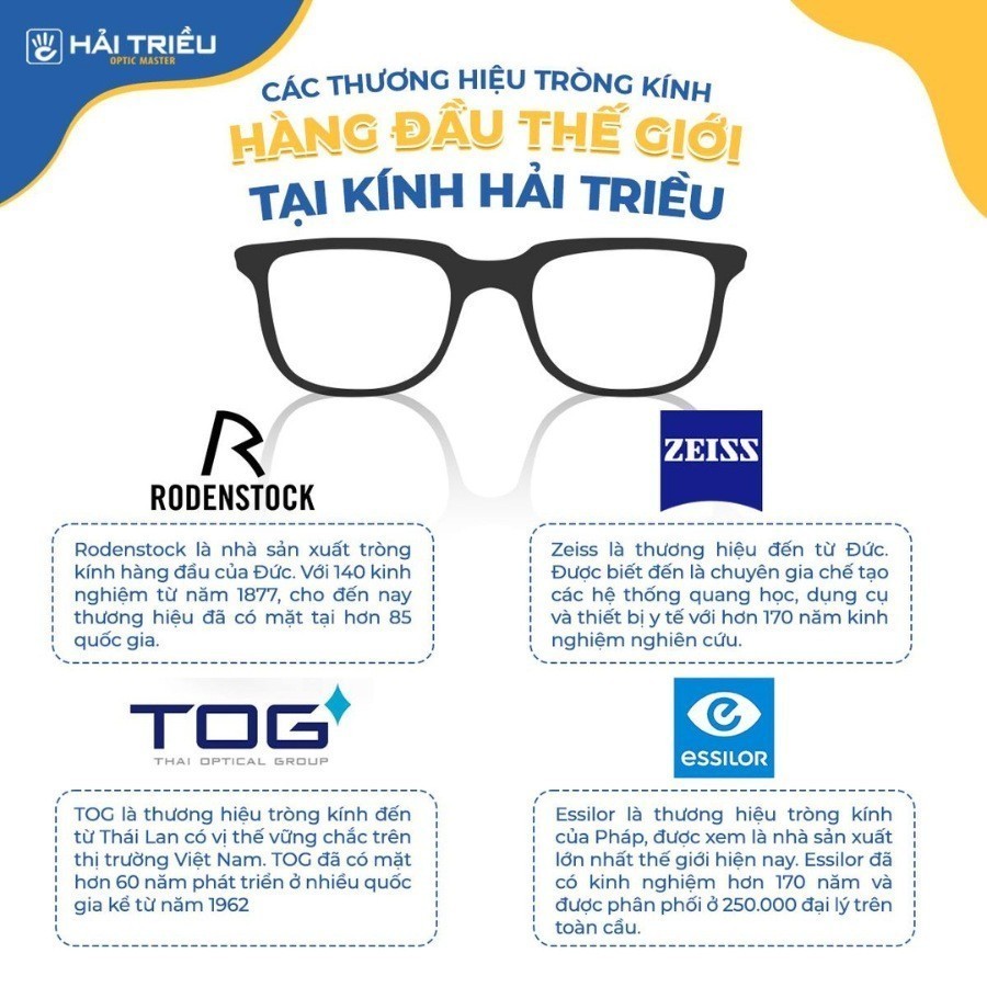 10 các loại tròng kính cận tốt được chuyên gia khuyên dùng 11 Thông tin những thương hiệu tròng kính tại Kính Hải Triều