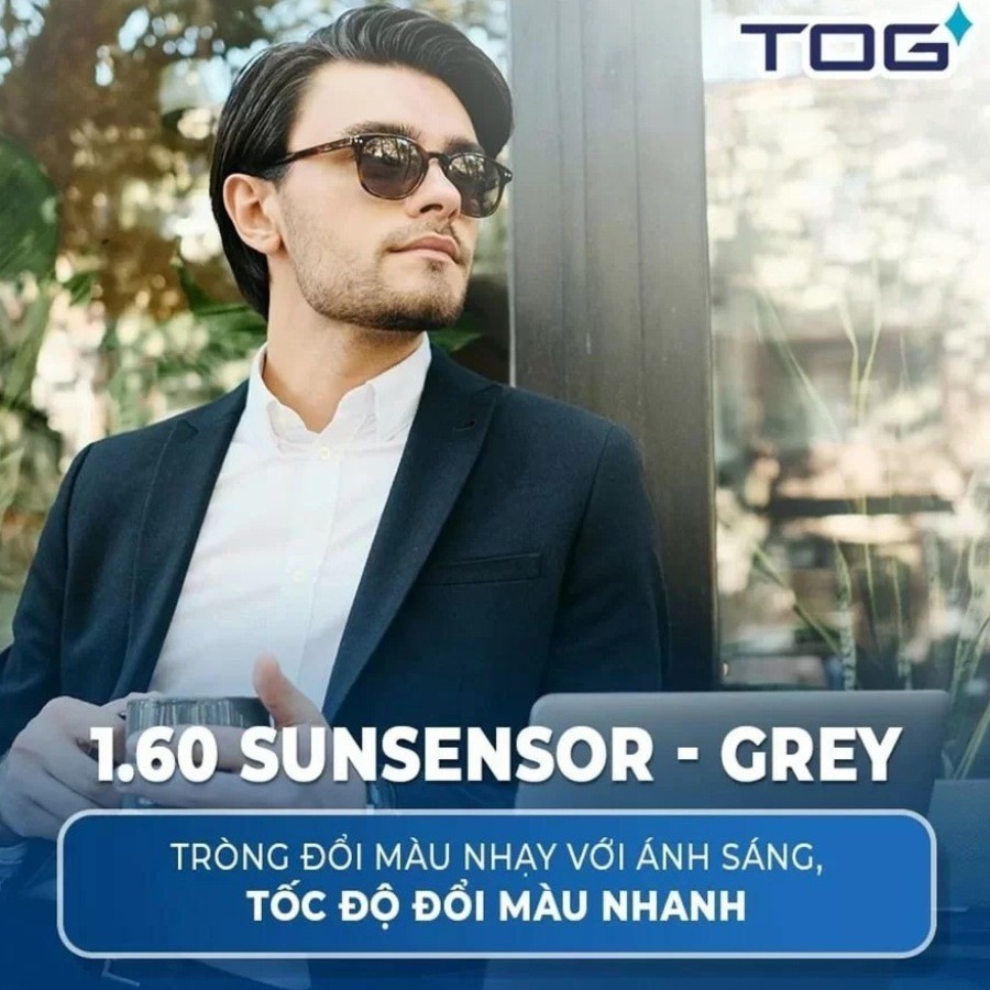 10 các loại tròng kính cận tốt được chuyên gia khuyên dùng 6 Tròng kính TOG Sunsensor đổi màu xám