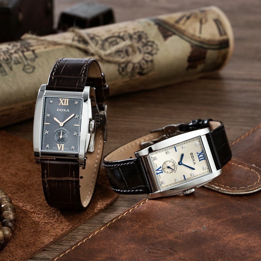 Đồng hồ nam mặt chữ nhật đính đá